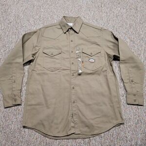 Rasco FR Flame Resistant Work Shirt Mens Large Tall Khaki Western Button Up